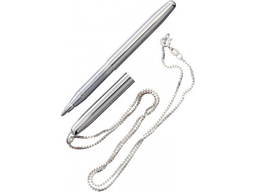 Космическая шариковая ручка с серебряной цепочкой на шею Fisher Space Pen Fine Sized Bullet (Chrome)