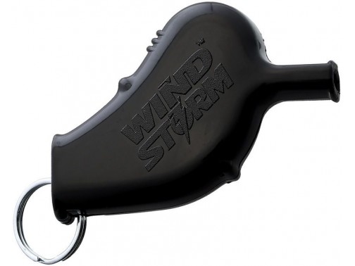 Всепогодный свисток для дайвинга и выживания All Weather Safety Whistle Windstorm со шнурком на шею (черный)