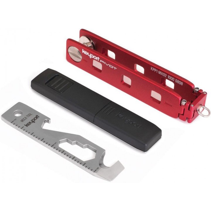 Органайзер для ключей с мультитулом и фонарем Keyport Pivot 1.0 Essential Bundle (красный)
