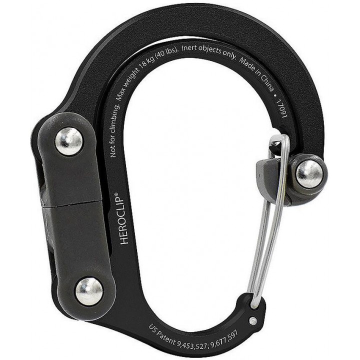 Туристический поворотный карабин для снаряжения Heroclip Mini Stealth Black