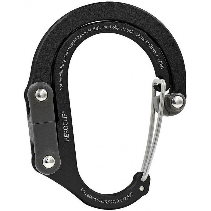 Туристический поворотный карабин для снаряжения Heroclip Small Stealth Black