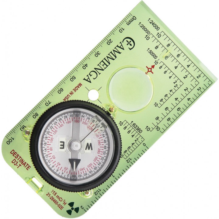 Профессиональный компас с тритиевой подсветкой Cammenga Destinate Tritium Protractor Compass D3-T