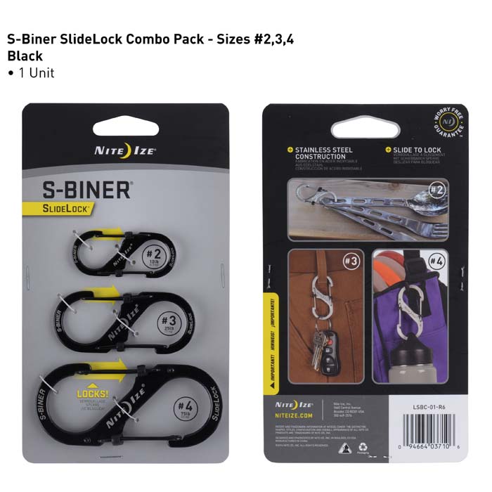 Набор карабинов Nite Ize S-Biner Slidelock (2, 3, 4 - черный)