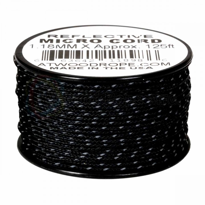 Микрокорд Atwood Rope MFG, 38 м (светоотражающий, черный)