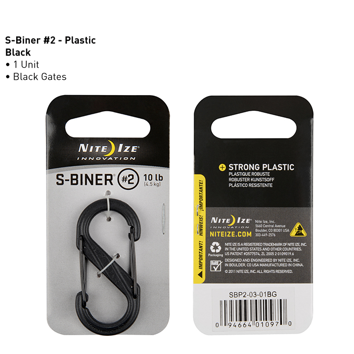 Карабин Nite Ize S-Biner #2 пластик, тактический (черный)