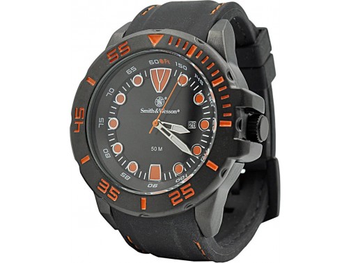 Часы наручные армейские Smith & Wesson Scout черный циферблат, резиновый ремешок