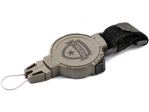 Ретрактор с фиксатором на петле Boomerang Tool T-Reign Large, оливковый, трос 120 см