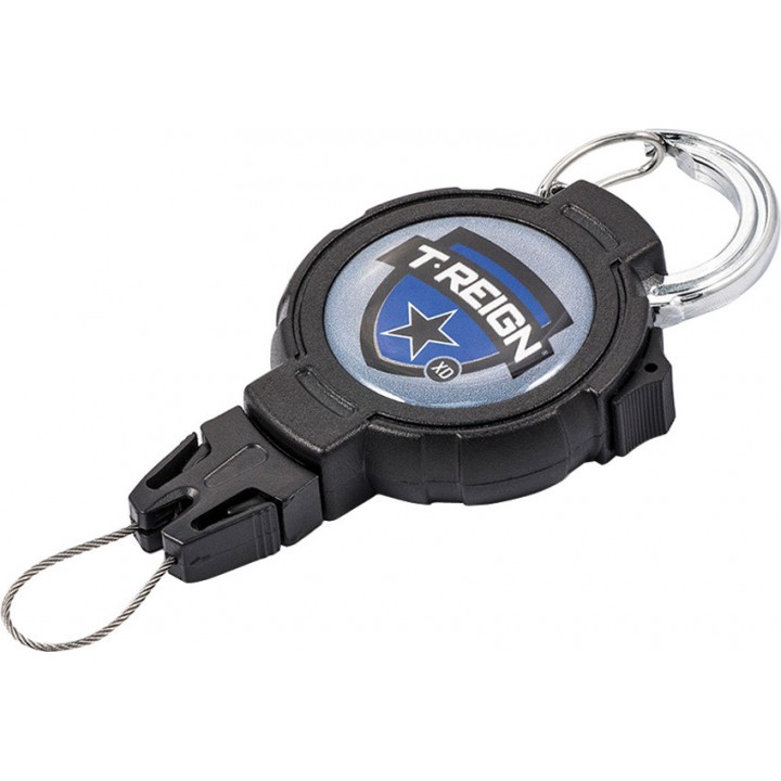 Ретрактор с фиксатором на карабине Boomerang Tool T-Reign Xtreme Duty, черный, трос 90 см