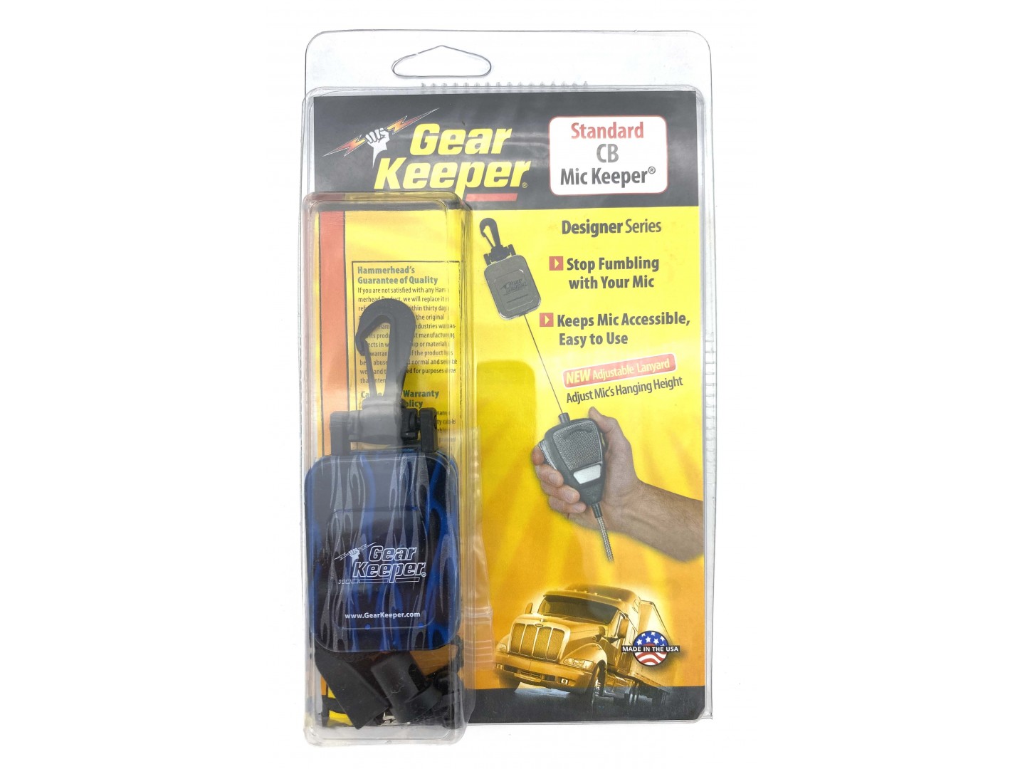 RT2-4214 Mic Keeper ретрактор для микрофона Си-Би рации, пластмассовый крюк, корпус "синее пламя", Q/C, 255гр./710мм.