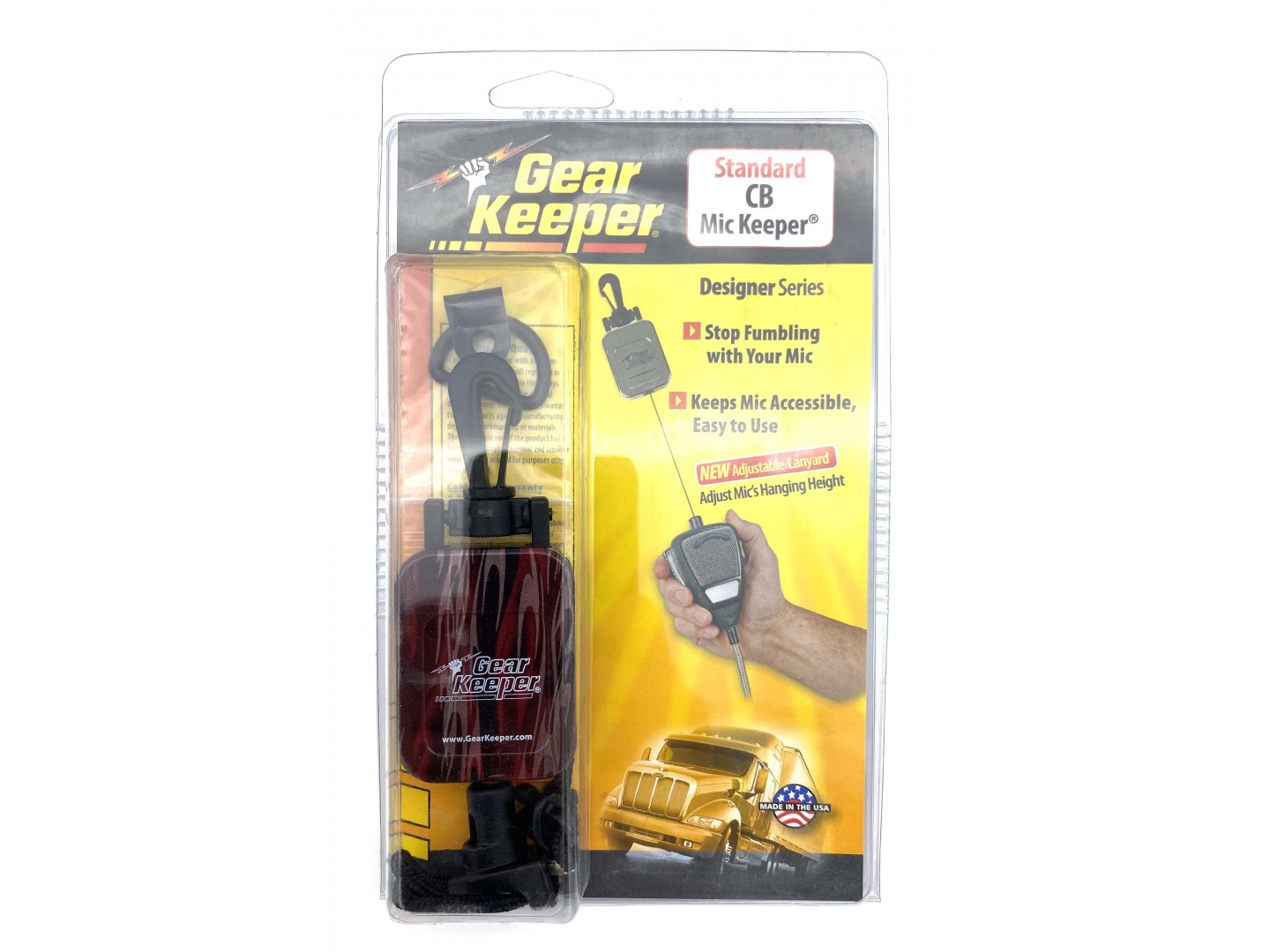 RT2-4215 Mic Keeper ретрактор для микрофона Си-Би рации, пластмассовый крюк, корпус "красное пламя", Q/C, 255гр./710мм.