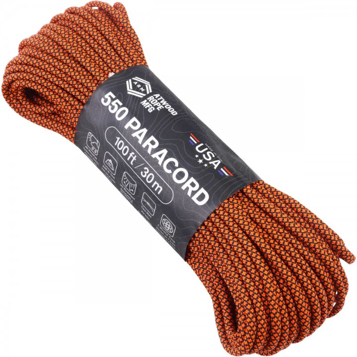 Паракорд Atwood Rope MFG 550 Diamond Black w/Neon Orange