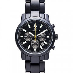 Часы наручные пилотские Smith & Wesson Pilot с хронографом, черный циферблат, стальной браслет