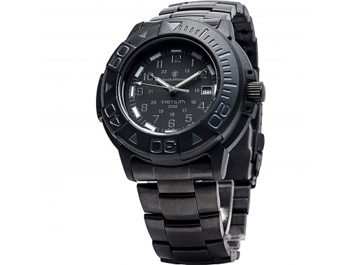 Часы с тритиевой подсветкой Smith and Wesson Diver Black, стальной и резиновый ремешки