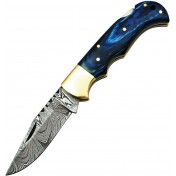 Складной нож FH Knives Lockback Damascus (синий) — основное фото