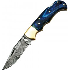 Складной нож FH Knives Lockback Damascus (синий)