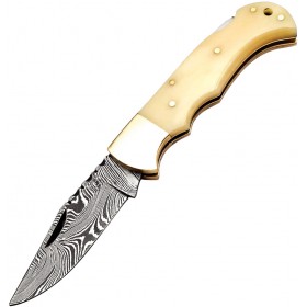 Складной нож FH Knives Lockback Damascus (кость)