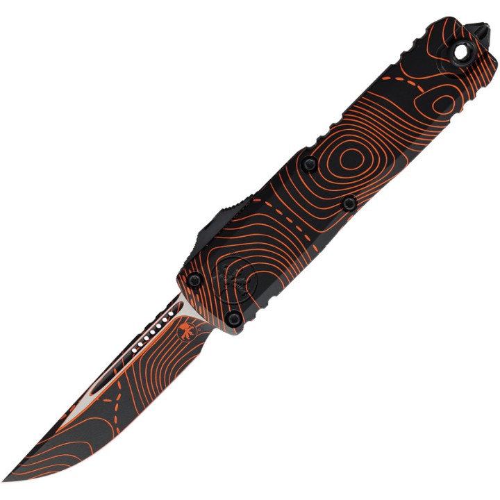 Автоматический нож Microtech UTX-85 Gen IV S/E Signature Series Topographic Black/Orange Camo (алюминий)