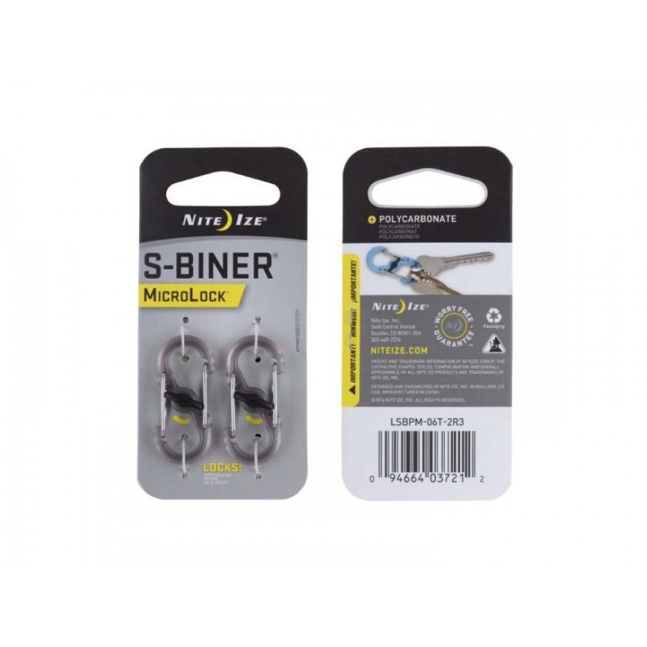 Карабин Nite Ize S-Biner Microlock пластик, 2шт. (серый)