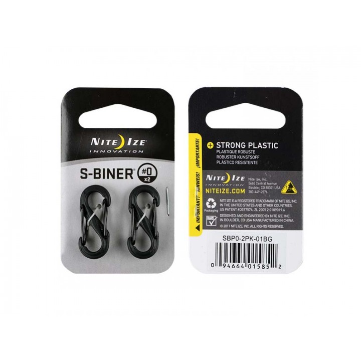 Карабин Nite Ize S-Biner #0 пластик, 2шт. (черный)